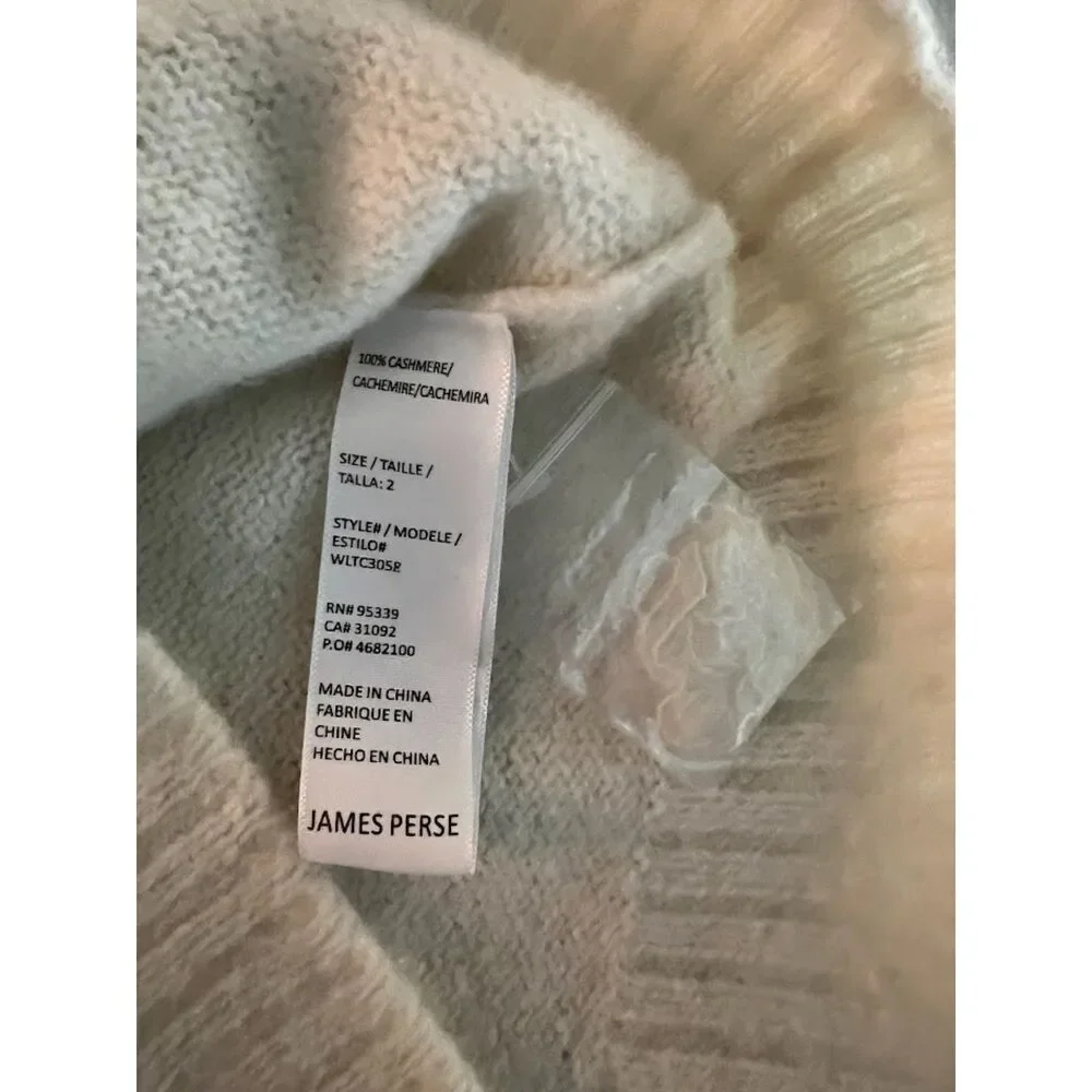 $495 James Perse 100% Cashmere Knit Ivory Crew Neck Sweater Medium JP 2 Pullover - Picture 4 of 9